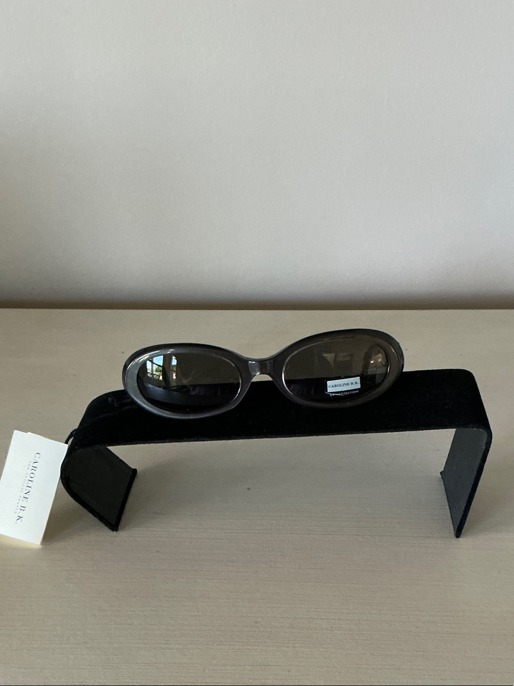 Authentic, Caroline B. K. Women's Oval Sunglasses in Grayish/Black